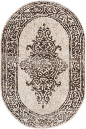Chocolate Brown 2' x 3' Hermitage Oval Area Rug 55% Polypropylene & 45% Polyester Easy Clean Stain-Resistant Carpet for Living, Office, Dorm Rooms for Sale at Rug Engine