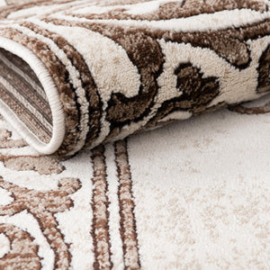 Chocolate Brown 5' 3 x 5' 3 Hermitage Octagon Area Rug 55% Polypropylene & 45% Polyester Easy Clean Stain-Resistant Carpet for Living, Office, Dorm Rooms for Sale at Rug Engine