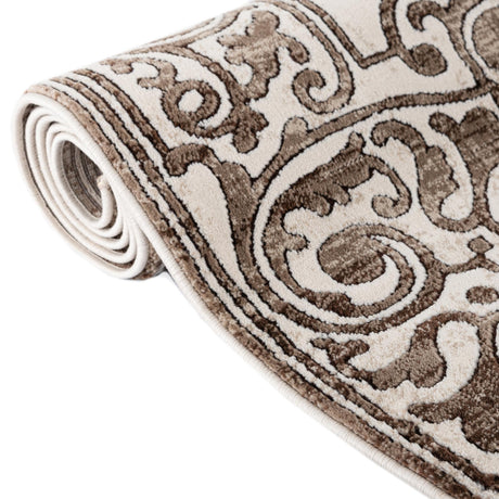 Chocolate Brown 5' 3 x 5' 3 Hermitage Octagon Area Rug 55% Polypropylene & 45% Polyester Easy Clean Stain-Resistant Carpet for Living, Office, Dorm Rooms for Sale at Rug Engine