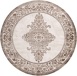 Chocolate Brown 10' 8 x 10' 8 Hermitage Round Area Rug 55% Polypropylene & 45% Polyester Easy Clean Stain-Resistant Carpet for Living, Office, Dorm Rooms for Sale at Rug Engine