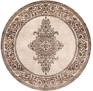 Chocolate Brown 7' 10 x 7' 10 Hermitage Round Area Rug 55% Polypropylene & 45% Polyester Easy Clean Stain-Resistant Carpet for Living, Office, Dorm Rooms for Sale at Rug Engine