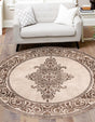 Chocolate Brown 6' x 6' Hermitage Round Area Rug 55% Polypropylene & 45% Polyester Easy Clean Stain-Resistant Carpet for Living, Office, Dorm Rooms for Sale at Rug Engine
