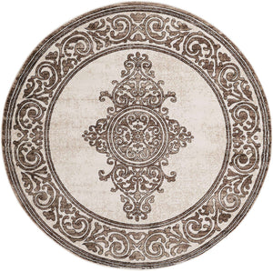 Chocolate Brown 6' x 6' Hermitage Round Area Rug 55% Polypropylene & 45% Polyester Easy Clean Stain-Resistant Carpet for Living, Office, Dorm Rooms for Sale at Rug Engine