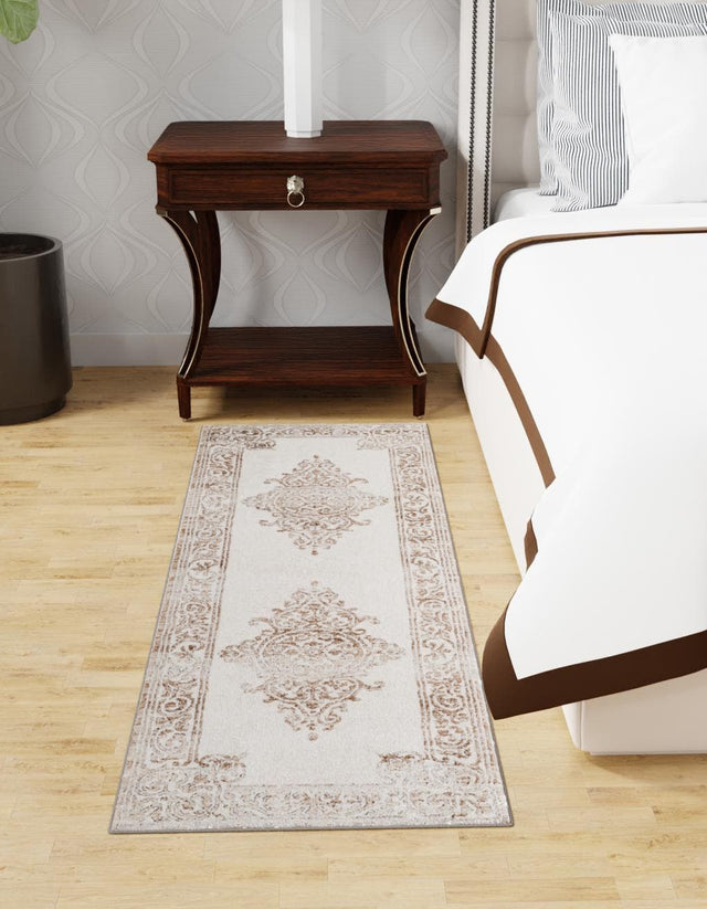 Chocolate Brown 2' 6 x 13' Hermitage Runner Area Rug 55% Polypropylene & 45% Polyester Easy Clean Stain-Resistant Carpet for Living, Office, Dorm Rooms for Sale at Rug Engine