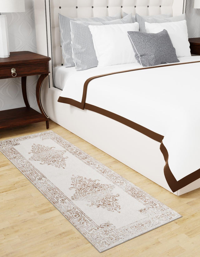 Chocolate Brown 2' 6 x 10' Hermitage Runner Area Rug 55% Polypropylene & 45% Polyester Easy Clean Stain-Resistant Carpet for Living, Office, Dorm Rooms for Sale at Rug Engine