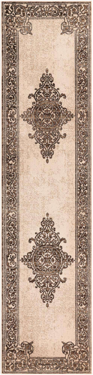 Chocolate Brown 2' 6 x 10' Hermitage Runner Area Rug 55% Polypropylene & 45% Polyester Easy Clean Stain-Resistant Carpet for Living, Office, Dorm Rooms for Sale at Rug Engine