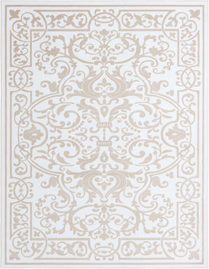 Snow White 9' x 12' Hermitage Rectangle Area Rug 55% Polypropylene & 45% Polyester Easy Clean Stain-Resistant Carpet for Living, Office, Dorm Rooms for Sale at Rug Engine