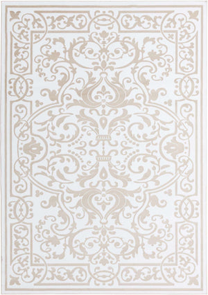 Snow White 7' 10 x 11' 6 Hermitage Rectangle Area Rug 55% Polypropylene & 45% Polyester Easy Clean Stain-Resistant Carpet for Living, Office, Dorm Rooms for Sale at Rug Engine