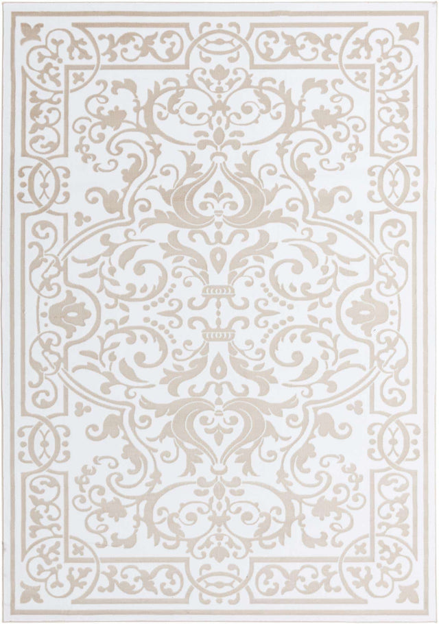 Snow White 7' 10 x 11' 6 Hermitage Rectangle Area Rug 55% Polypropylene & 45% Polyester Easy Clean Stain-Resistant Carpet for Living, Office, Dorm Rooms for Sale at Rug Engine