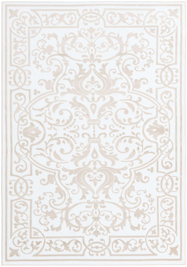 Snow White 6' x 9' Hermitage Rectangle Area Rug 55% Polypropylene & 45% Polyester Easy Clean Stain-Resistant Carpet for Living, Office, Dorm Rooms for Sale at Rug Engine
