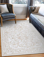 Snow White 7' 10 x 11' 6 Hermitage Rectangle Area Rug 55% Polypropylene & 45% Polyester Easy Clean Stain-Resistant Carpet for Living, Office, Dorm Rooms for Sale at Rug Engine