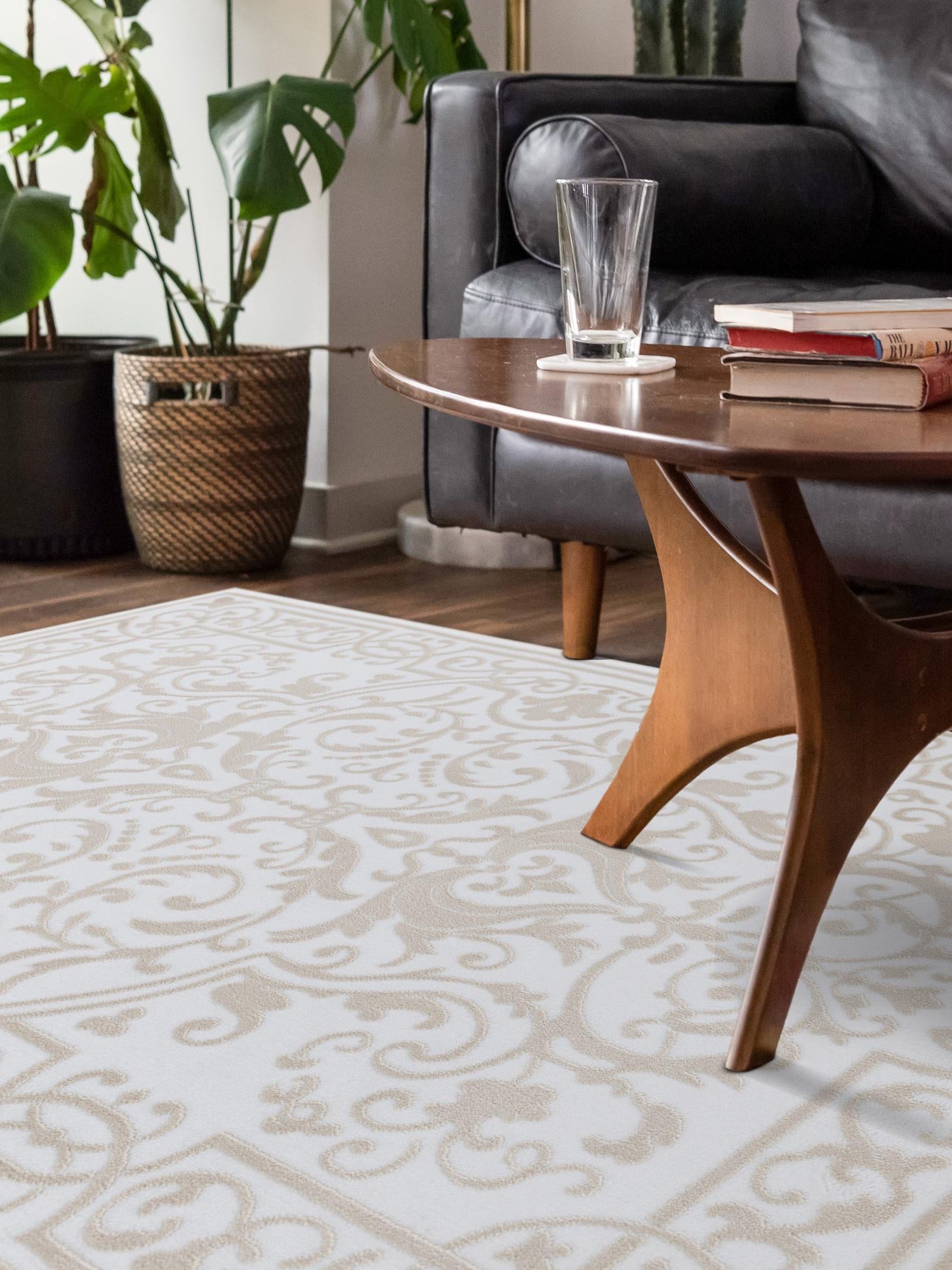 Snow White 4' x 6' Hermitage Rectangle Area Rug 55% Polypropylene & 45% Polyester Easy Clean Stain-Resistant Carpet for Living, Office, Dorm Rooms for Sale at Rug Engine