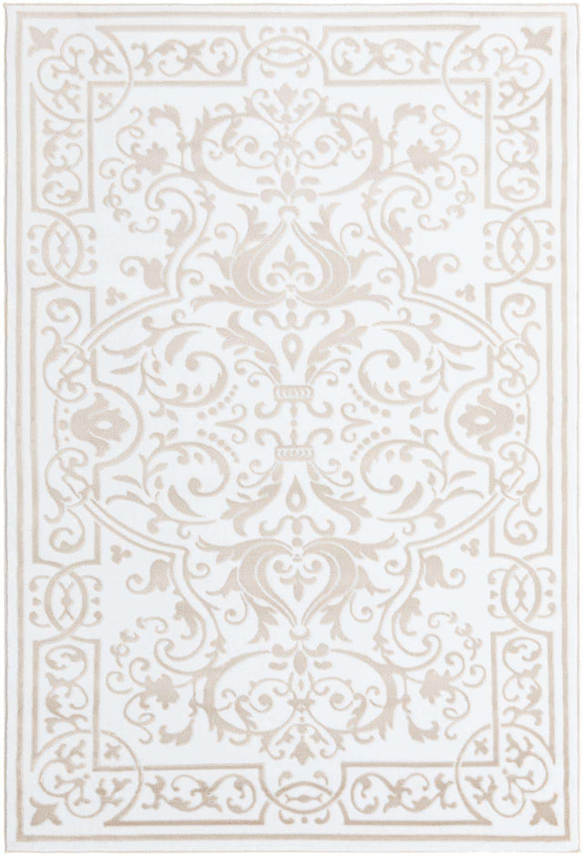 Snow White 5' 3 x 8' Hermitage Rectangle Area Rug 55% Polypropylene & 45% Polyester Easy Clean Stain-Resistant Carpet for Living, Office, Dorm Rooms for Sale at Rug Engine