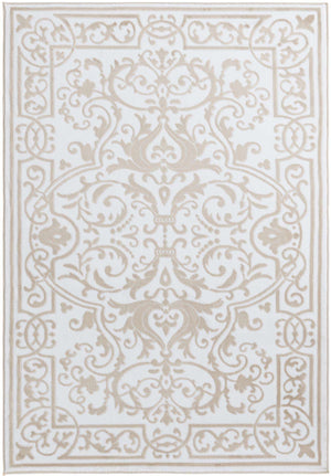 Snow White 4' x 6' Hermitage Rectangle Area Rug 55% Polypropylene & 45% Polyester Easy Clean Stain-Resistant Carpet for Living, Office, Dorm Rooms for Sale at Rug Engine