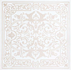 Snow White 10' 8 x 10' 8 Hermitage Square Area Rug 55% Polypropylene & 45% Polyester Easy Clean Stain-Resistant Carpet for Living, Office, Dorm Rooms for Sale at Rug Engine