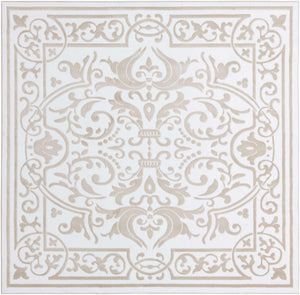 Snow White 7' 10 x 7' 10 Hermitage Square Area Rug 55% Polypropylene & 45% Polyester Easy Clean Stain-Resistant Carpet for Living, Office, Dorm Rooms for Sale at Rug Engine