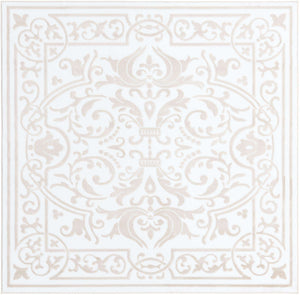 Snow White 6' x 6' Hermitage Square Area Rug 55% Polypropylene & 45% Polyester Easy Clean Stain-Resistant Carpet for Living, Office, Dorm Rooms for Sale at Rug Engine