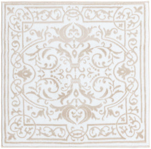 Snow White 3' 3 x 3' 3 Hermitage Square Area Rug 55% Polypropylene & 45% Polyester Easy Clean Stain-Resistant Carpet for Living, Office, Dorm Rooms for Sale at Rug Engine