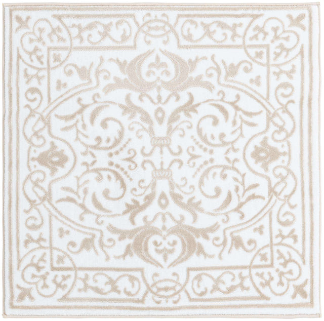 Snow White 3' 3 x 3' 3 Hermitage Square Area Rug 55% Polypropylene & 45% Polyester Easy Clean Stain-Resistant Carpet for Living, Office, Dorm Rooms for Sale at Rug Engine