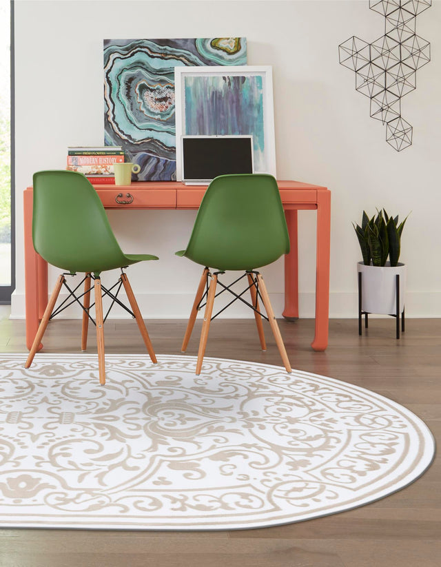 Snow White 5' 3 x 8' Hermitage Oval Area Rug 55% Polypropylene & 45% Polyester Easy Clean Stain-Resistant Carpet for Living, Office, Dorm Rooms for Sale at Rug Engine