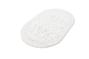 Snow White 2' x 3' Hermitage Oval Area Rug 55% Polypropylene & 45% Polyester Easy Clean Stain-Resistant Carpet for Living, Office, Dorm Rooms for Sale at Rug Engine