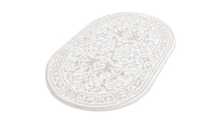 Snow White 2' x 3' Hermitage Oval Area Rug 55% Polypropylene & 45% Polyester Easy Clean Stain-Resistant Carpet for Living, Office, Dorm Rooms for Sale at Rug Engine