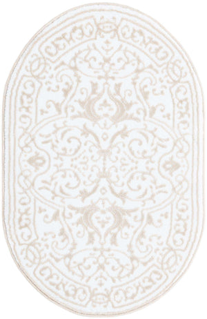 Snow White 2' x 3' Hermitage Oval Area Rug 55% Polypropylene & 45% Polyester Easy Clean Stain-Resistant Carpet for Living, Office, Dorm Rooms for Sale at Rug Engine