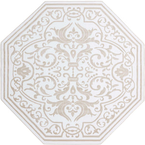 Snow White 7' 10 x 7' 10 Hermitage Octagon Area Rug 55% Polypropylene & 45% Polyester Easy Clean Stain-Resistant Carpet for Living, Office, Dorm Rooms for Sale at Rug Engine