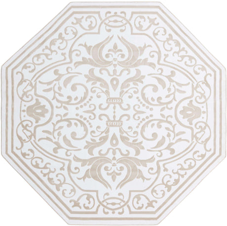 Snow White 7' 10 x 7' 10 Hermitage Octagon Area Rug 55% Polypropylene & 45% Polyester Easy Clean Stain-Resistant Carpet for Living, Office, Dorm Rooms for Sale at Rug Engine