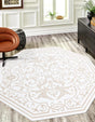 Snow White 5' 3 x 5' 3 Hermitage Octagon Area Rug 55% Polypropylene & 45% Polyester Easy Clean Stain-Resistant Carpet for Living, Office, Dorm Rooms for Sale at Rug Engine