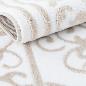 Snow White 5' 3 x 5' 3 Hermitage Octagon Area Rug 55% Polypropylene & 45% Polyester Easy Clean Stain-Resistant Carpet for Living, Office, Dorm Rooms for Sale at Rug Engine
