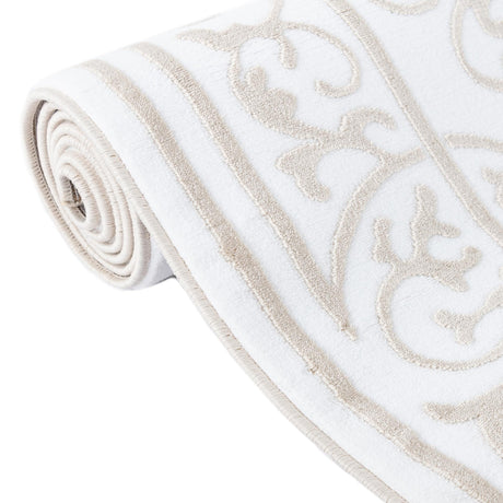 Snow White 5' 3 x 5' 3 Hermitage Octagon Area Rug 55% Polypropylene & 45% Polyester Easy Clean Stain-Resistant Carpet for Living, Office, Dorm Rooms for Sale at Rug Engine