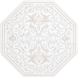 Snow White 5' 3 x 5' 3 Hermitage Octagon Area Rug 55% Polypropylene & 45% Polyester Easy Clean Stain-Resistant Carpet for Living, Office, Dorm Rooms for Sale at Rug Engine