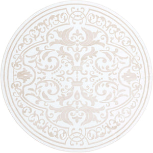 Snow White 10' 8 x 10' 8 Hermitage Round Area Rug 55% Polypropylene & 45% Polyester Easy Clean Stain-Resistant Carpet for Living, Office, Dorm Rooms for Sale at Rug Engine