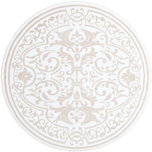 Snow White 7' 10 x 7' 10 Hermitage Round Area Rug 55% Polypropylene & 45% Polyester Easy Clean Stain-Resistant Carpet for Living, Office, Dorm Rooms for Sale at Rug Engine
