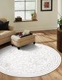 Snow White 6' x 6' Hermitage Round Area Rug 55% Polypropylene & 45% Polyester Easy Clean Stain-Resistant Carpet for Living, Office, Dorm Rooms for Sale at Rug Engine