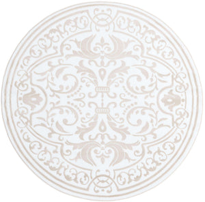 Snow White 6' x 6' Hermitage Round Area Rug 55% Polypropylene & 45% Polyester Easy Clean Stain-Resistant Carpet for Living, Office, Dorm Rooms for Sale at Rug Engine