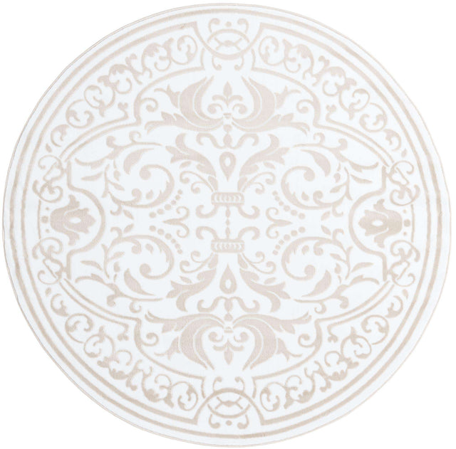 Snow White 6' x 6' Hermitage Round Area Rug 55% Polypropylene & 45% Polyester Easy Clean Stain-Resistant Carpet for Living, Office, Dorm Rooms for Sale at Rug Engine