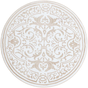 Snow White 4' x 4' Hermitage Round Area Rug 55% Polypropylene & 45% Polyester Easy Clean Stain-Resistant Carpet for Living, Office, Dorm Rooms for Sale at Rug Engine