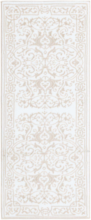 Snow White 2' x 5' Hermitage Runner Area Rug 55% Polypropylene & 45% Polyester Easy Clean Stain-Resistant Carpet for Living, Office, Dorm Rooms for Sale at Rug Engine
