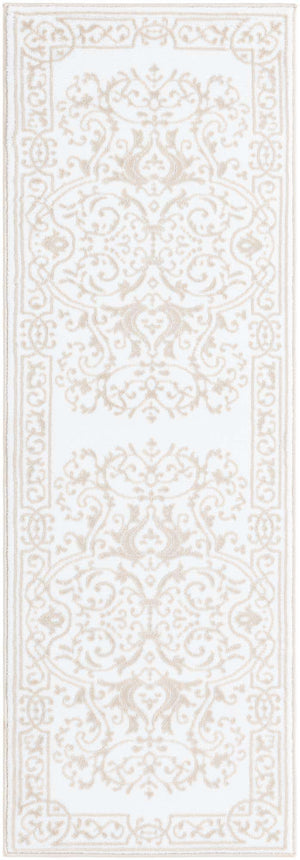 Snow White 2' x 6' Hermitage Runner Area Rug 55% Polypropylene & 45% Polyester Easy Clean Stain-Resistant Carpet for Living, Office, Dorm Rooms for Sale at Rug Engine