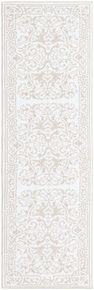 Snow White 2' x 7' Hermitage Runner Area Rug 55% Polypropylene & 45% Polyester Easy Clean Stain-Resistant Carpet for Living, Office, Dorm Rooms for Sale at Rug Engine