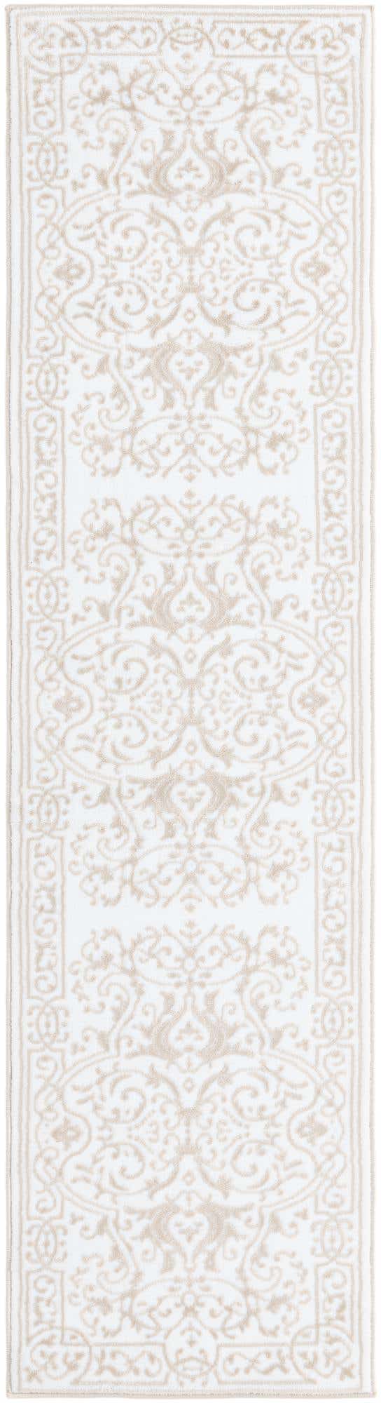 Snow White 2' x 8' Hermitage Runner Area Rug 55% Polypropylene & 45% Polyester Easy Clean Stain-Resistant Carpet for Living, Office, Dorm Rooms for Sale at Rug Engine