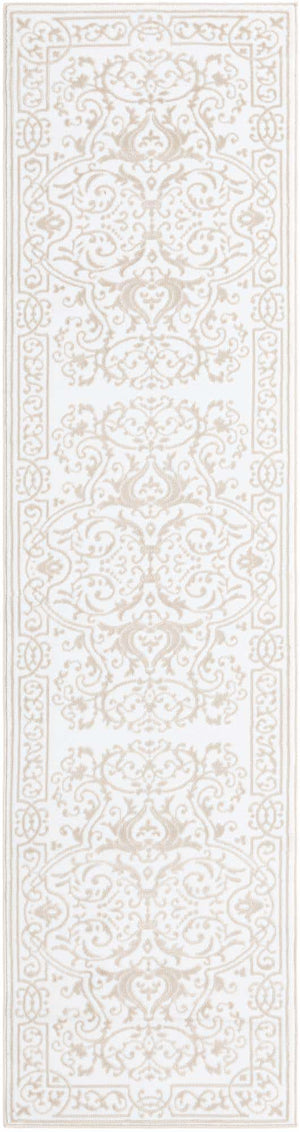 Snow White 2' 6 x 10' Hermitage Runner Area Rug 55% Polypropylene & 45% Polyester Easy Clean Stain-Resistant Carpet for Living, Office, Dorm Rooms for Sale at Rug Engine