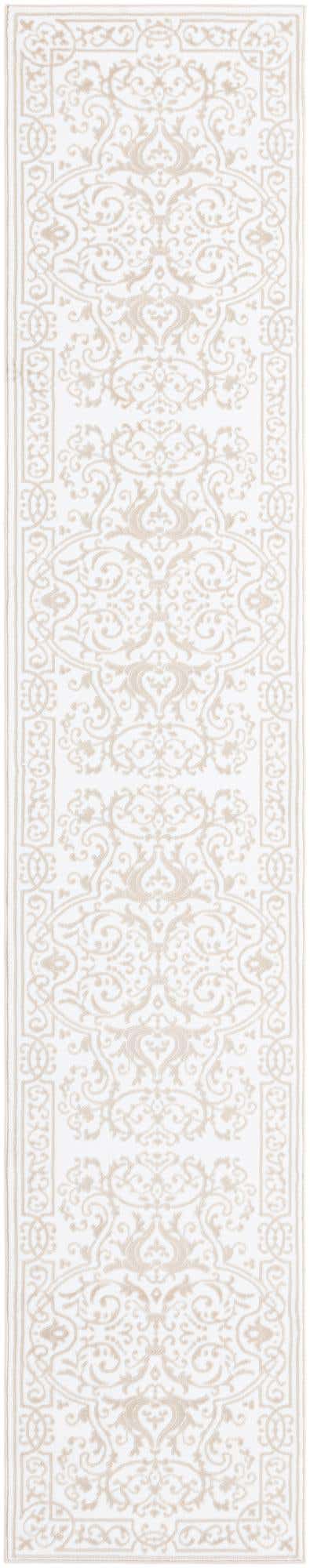 Snow White 2' 6 x 13' Hermitage Runner Area Rug 55% Polypropylene & 45% Polyester Easy Clean Stain-Resistant Carpet for Living, Office, Dorm Rooms for Sale at Rug Engine