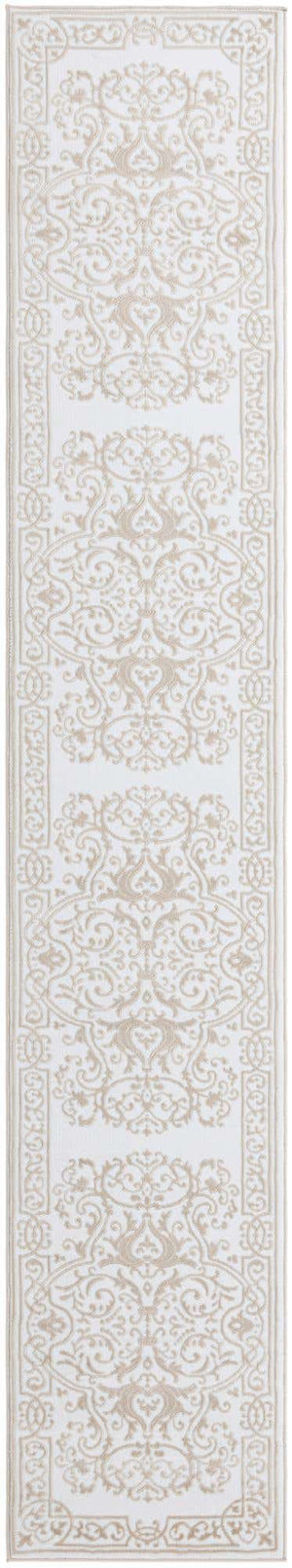 Snow White 2' 6 x 14' Hermitage Runner Area Rug 55% Polypropylene & 45% Polyester Easy Clean Stain-Resistant Carpet for Living, Office, Dorm Rooms for Sale at Rug Engine