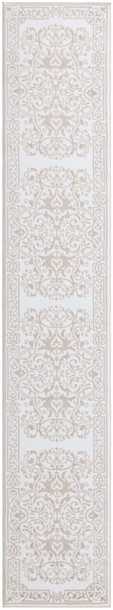 Snow White 2' 6 x 14' Hermitage Runner Area Rug 55% Polypropylene & 45% Polyester Easy Clean Stain-Resistant Carpet for Living, Office, Dorm Rooms for Sale at Rug Engine