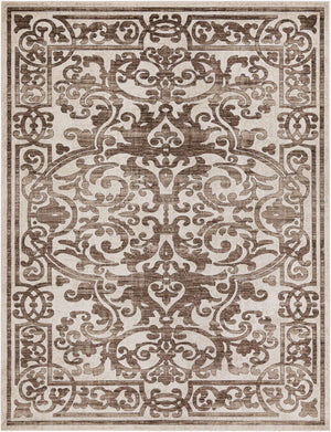 Chocolate Brown 9' x 12' Hermitage Rectangle Area Rug 55% Polypropylene & 45% Polyester Easy Clean Stain-Resistant Carpet for Living, Office, Dorm Rooms for Sale at Rug Engine