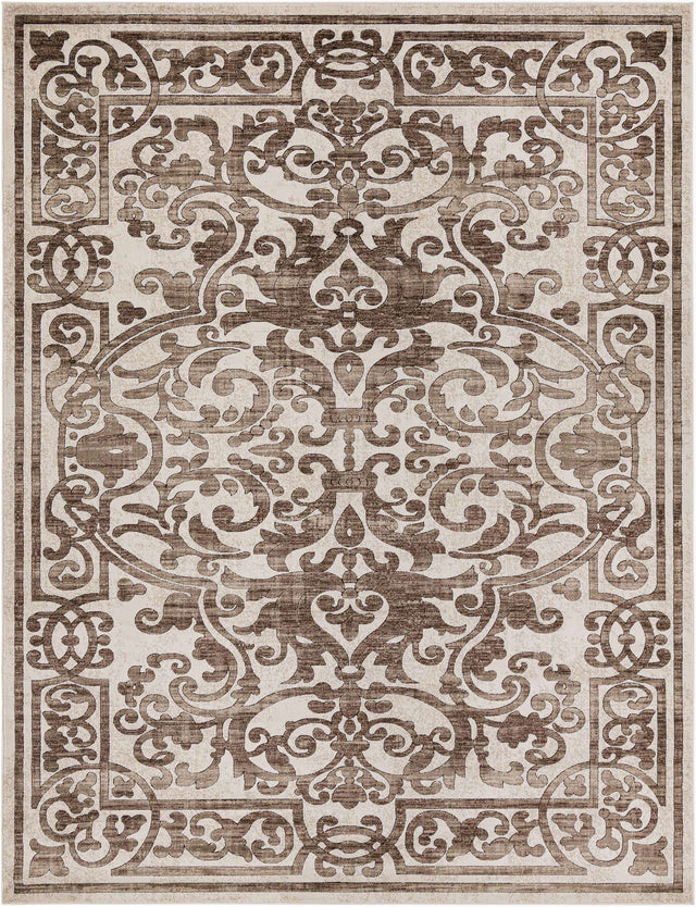 Chocolate Brown 9' x 12' Hermitage Rectangle Area Rug 55% Polypropylene & 45% Polyester Easy Clean Stain-Resistant Carpet for Living, Office, Dorm Rooms for Sale at Rug Engine