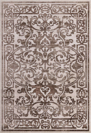 Chocolate Brown 7' 10 x 11' 6 Hermitage Rectangle Area Rug 55% Polypropylene & 45% Polyester Easy Clean Stain-Resistant Carpet for Living, Office, Dorm Rooms for Sale at Rug Engine